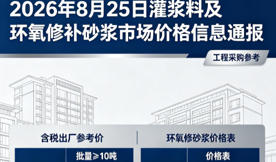 民权2026年8月25日灌浆料及环氧修补砂浆市场价格信息通报